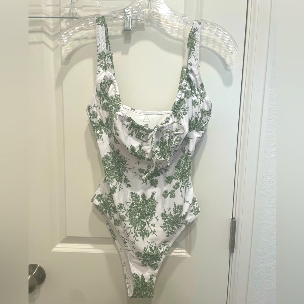 Berlook Green Cottage print floral one piece swimsuit